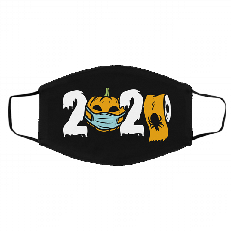 2020 Pumpkin With Toilet-Paper Washable Reusable Custom - Printed Cloth Face Mask Cover, Black, Cloth Face Cover – Medium/Large
