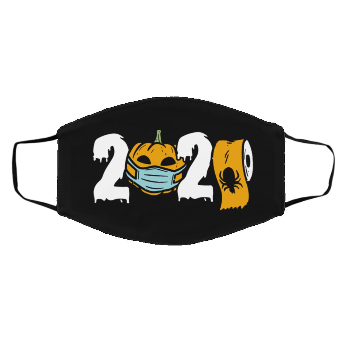 2020 Pumpkin With Toilet-Paper Washable Reusable Custom - Printed Cloth Face Mask Cover, Black, Cloth Face Cover – Medium/Large