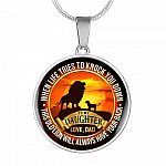 From Dad To My Daughter Lion Necklace - This Old Lion Have Your Back Saying Daughter Circle Pendant Necklace - Circle Luxury Necklace (Silver)