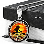 From Dad To My Son Lion Quote Necklace - This Old Lion Have Your Back Saying Lion Son Circle Pendant Necklace - Circle Luxury Necklace (Silver)