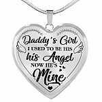 Daddy's Girl I Used to Be His Angel Now He Is Mine Heart Pendant Necklace - Heart Luxury Necklace (Silver)
