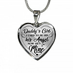 Daddy's Girl I Used to Be His Angel Now He Is Mine Heart Pendant Necklace - Heart Luxury Necklace (Silver)