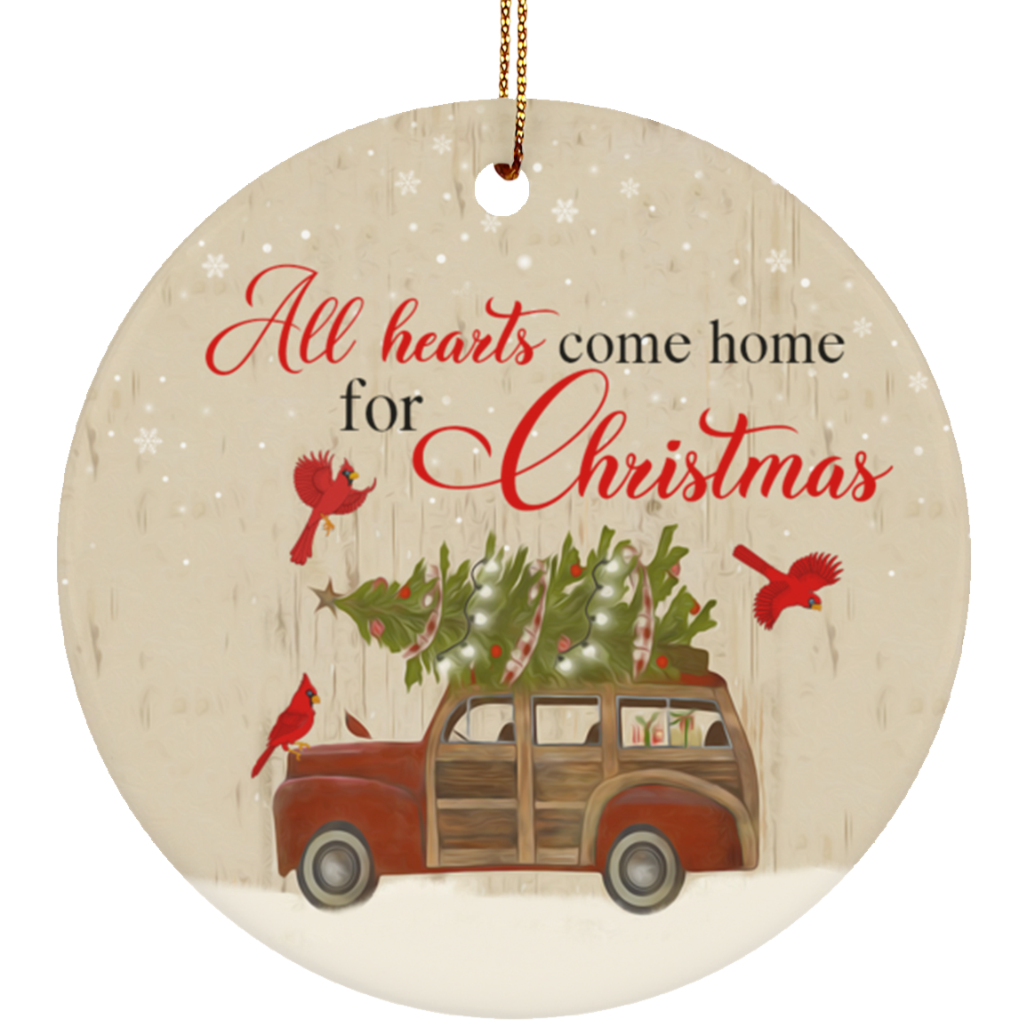 Red Trucks All Hearts Come Home For Christmas Decorative Christmas Holiday Flat Circle Ornament Keepsake, White, subornc-circle-ornament Red Trucks All Hearts Come Home For Christmas Decorative Christmas Holiday Flat Circle Ornament Keepsake, White, subornc-circle-ornament