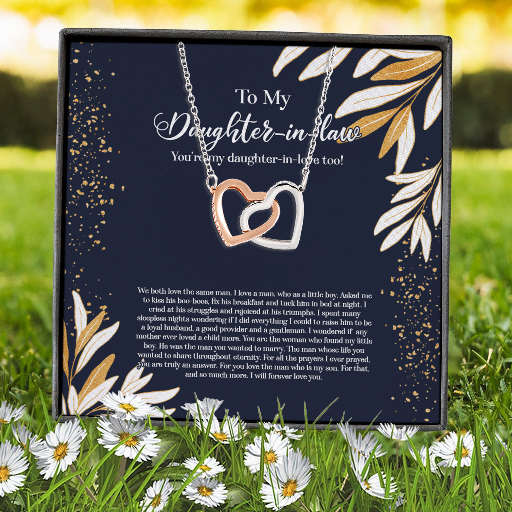 8VT. To My Daughter In Law Message Card Interlocking Hearts Necklace 7
