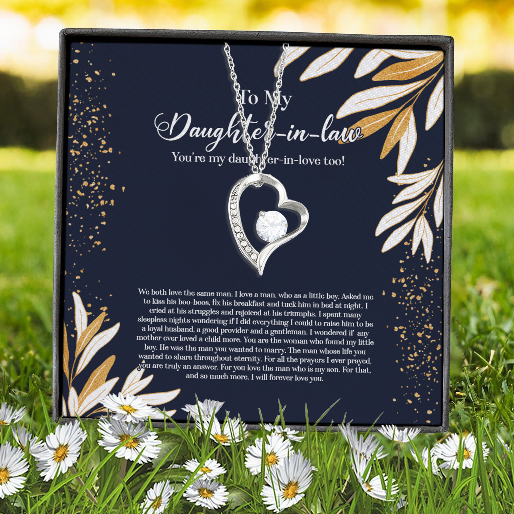 8VT. To My Daughter In Law Message Card Forever Love Necklace (Silver) 7