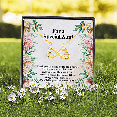 For a Special Aunt Thank You for Caring for Me Like a Parent Keeping My Secrets Like a Sister Infinity Heart Pendant Necklace