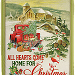 Red Trucks All Hearts Come Home For Christmas Fleece Blanket - Premium Mink Blanket - Woven Blanket, White, Cozy Plush Fleece Blanket - 50x60