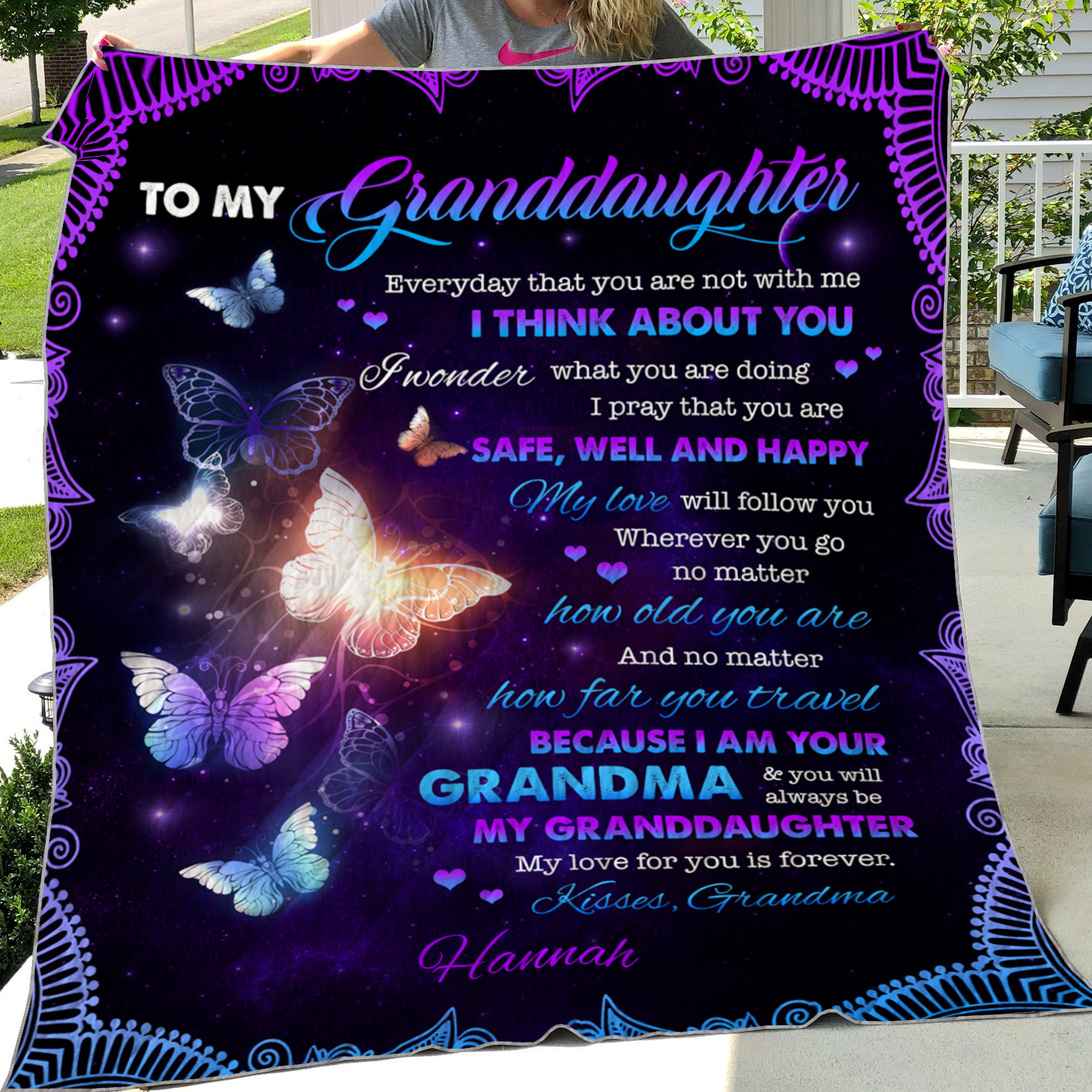 1VT. To My Granddaughter Everyday Personalized-mk2 -Alex Brush-a200ff