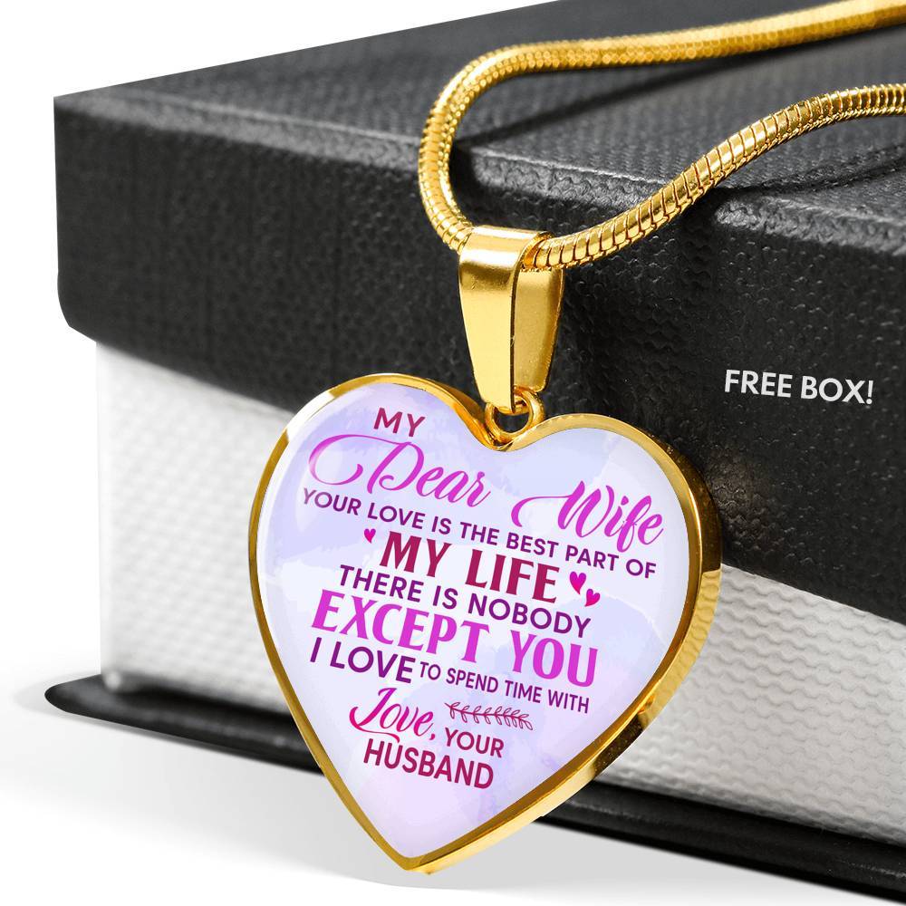 Women My Dear Wife Your Love Is The Best Part Of My Life Heart Pendant Necklace Gifts For Wife - Heart Luxury Necklace (Gold Plated) Women My Dear Wife Your Love Is The Best Part Of My Life Heart Pendant Necklace Gifts For Wife - Heart Luxury Necklace (Gold Plated)