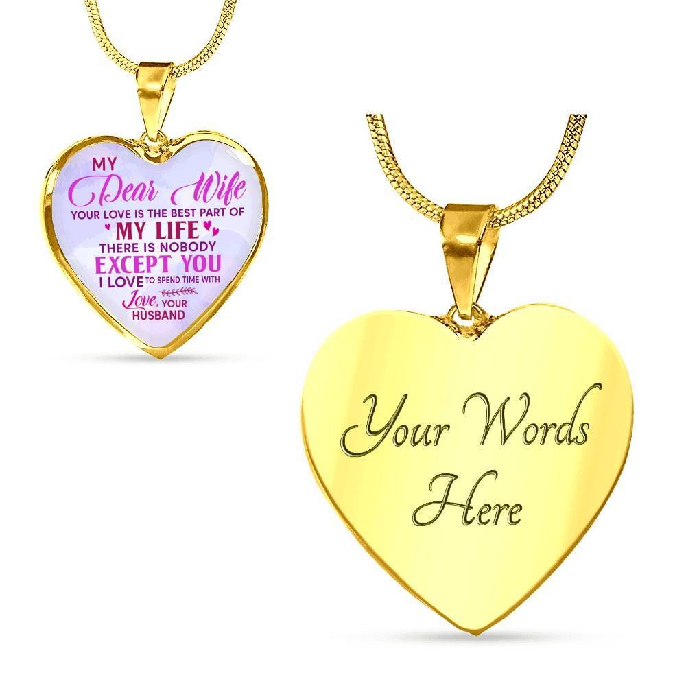 Women My Dear Wife Your Love Is The Best Part Of My Life Heart Pendant Necklace Gifts For Wife - Heart Luxury Necklace (Gold Plated) Women My Dear Wife Your Love Is The Best Part Of My Life Heart Pendant Necklace Gifts For Wife - Heart Luxury Necklace (Gold Plated)