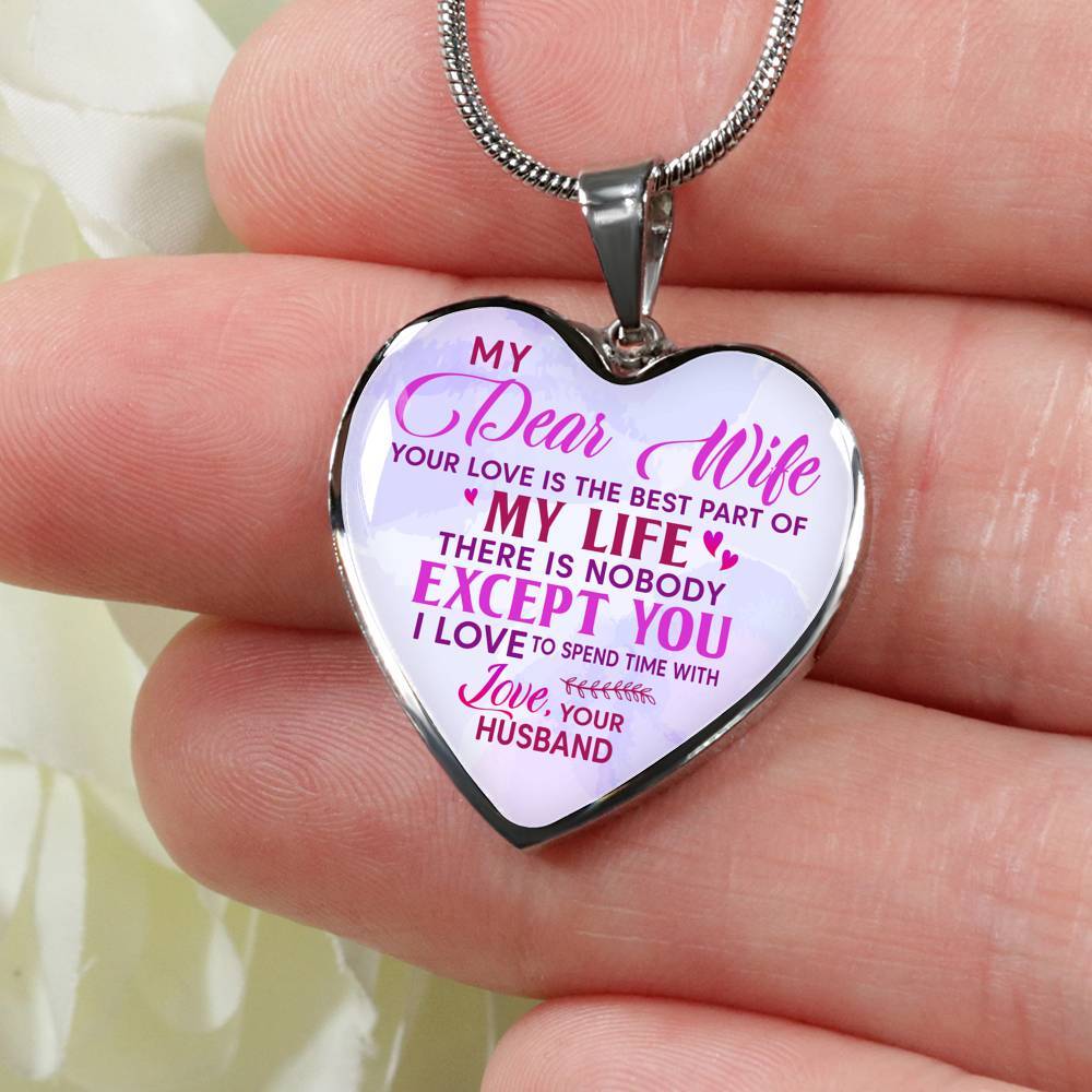 Women My Dear Wife Your Love Is The Best Part Of My Life Heart Pendant Necklace Gifts For Wife - Heart Luxury Necklace (Silver) Women My Dear Wife Your Love Is The Best Part Of My Life Heart Pendant Necklace Gifts For Wife - Heart Luxury Necklace (Silver)