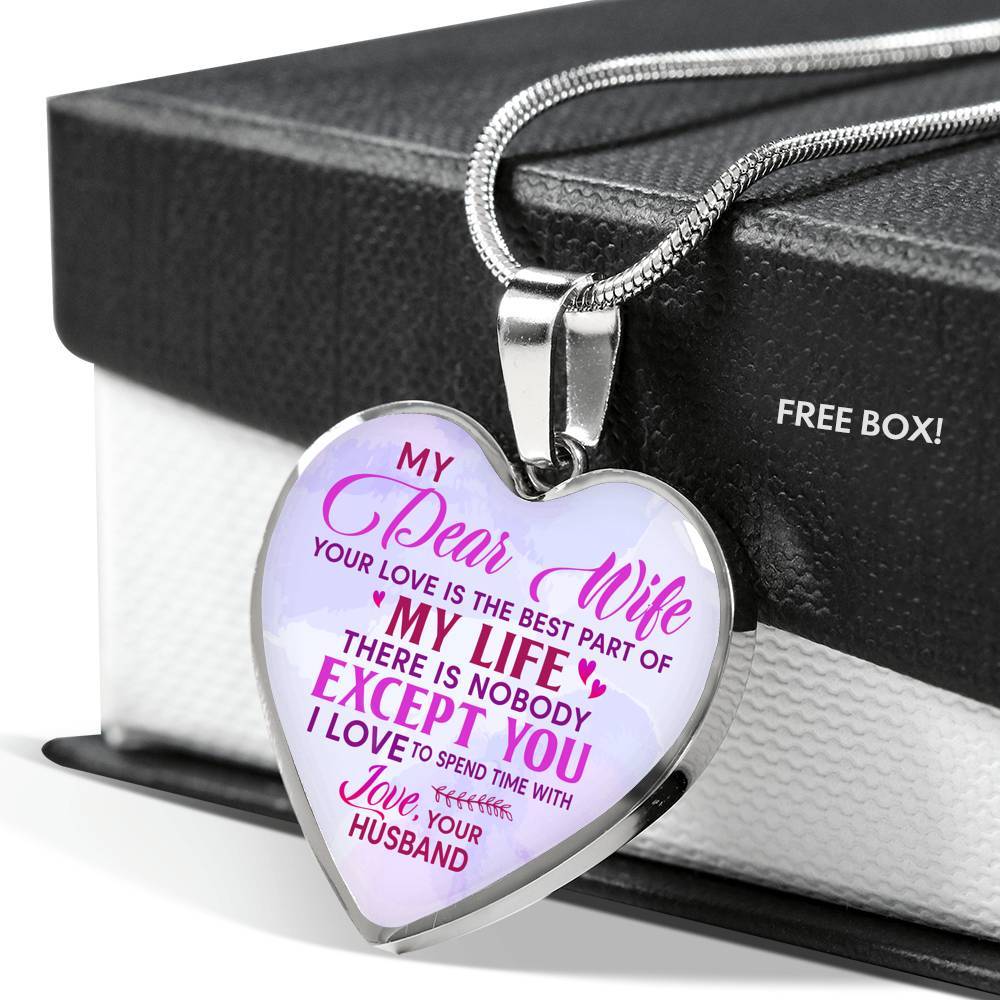 Women My Dear Wife Your Love Is The Best Part Of My Life Heart Pendant Necklace Gifts For Wife - Heart Luxury Necklace (Silver) Women My Dear Wife Your Love Is The Best Part Of My Life Heart Pendant Necklace Gifts For Wife - Heart Luxury Necklace (Silver)