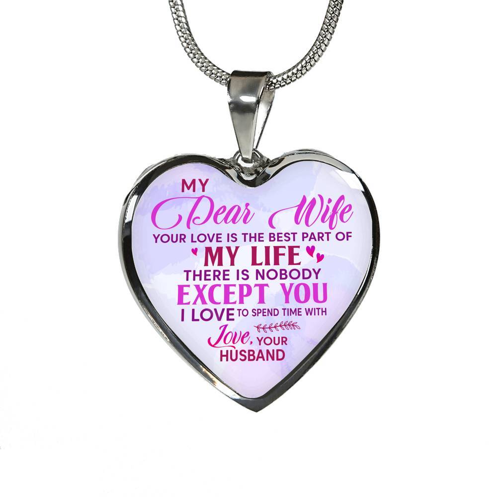 Women My Dear Wife Your Love Is The Best Part Of My Life Heart Pendant Necklace Gifts For Wife - Heart Luxury Necklace (Silver) Women My Dear Wife Your Love Is The Best Part Of My Life Heart Pendant Necklace Gifts For Wife - Heart Luxury Necklace (Silver)