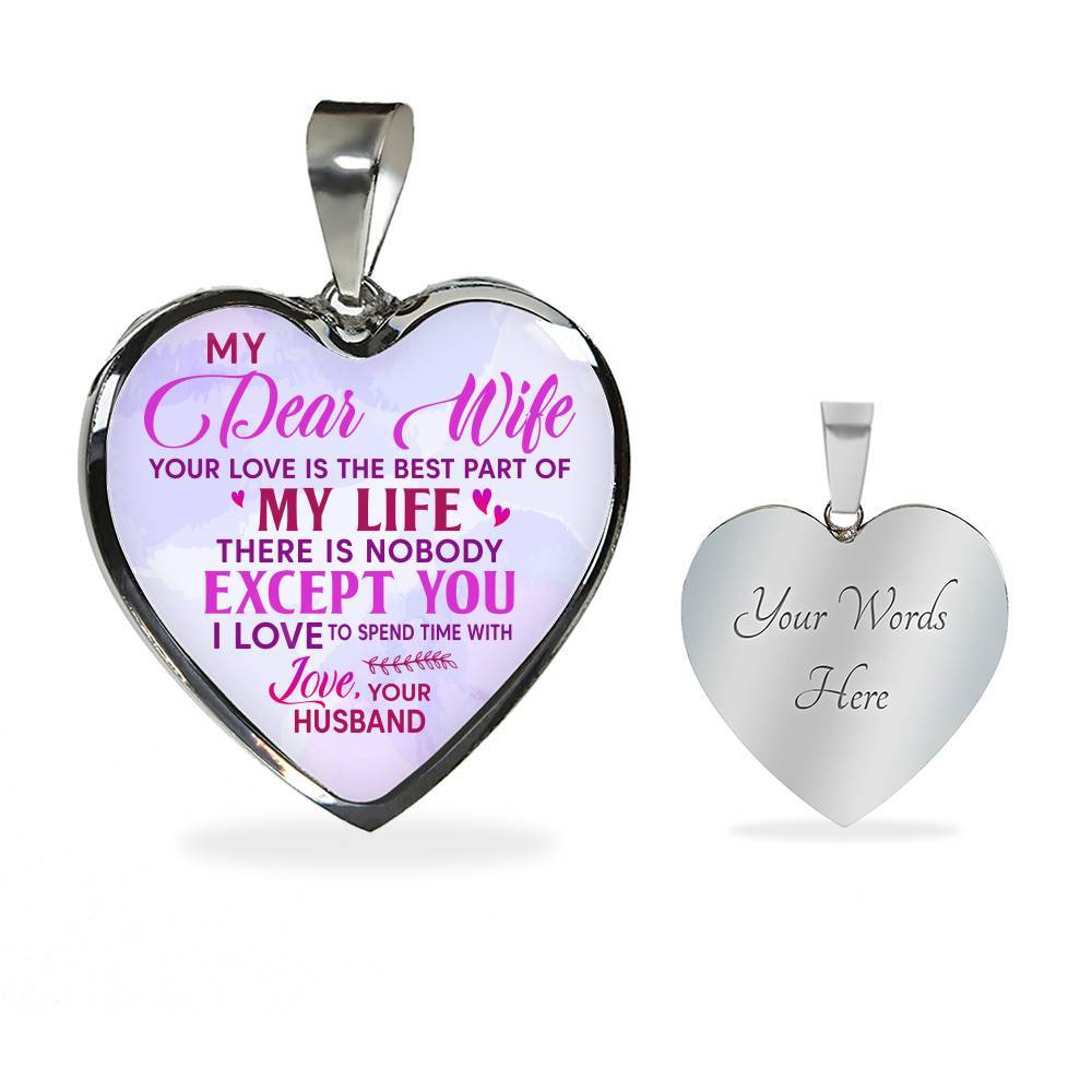 Women My Dear Wife Your Love Is The Best Part Of My Life Heart Pendant Necklace Gifts For Wife - Heart Luxury Necklace (Silver) Women My Dear Wife Your Love Is The Best Part Of My Life Heart Pendant Necklace Gifts For Wife - Heart Luxury Necklace (Silver)