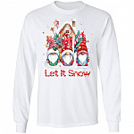 Let It Snow Cute Gnome Christmas Hoodie - Sweatshirt - Long Sleeve, White, Long Sleeve
