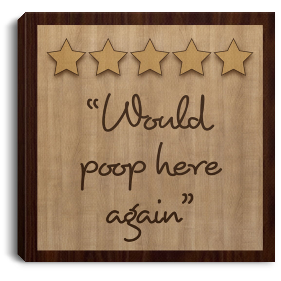 Would Poop Here Again Framed Canvas - Unframed Poster - Funny Restroom Decor, White, 0.75'' Framed Canvas