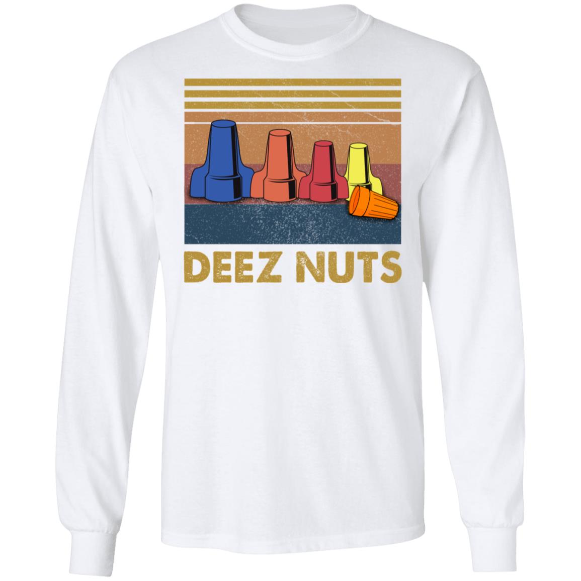 Deez Nut Electrical Nut Caps Funny - Vintage Electrical Engineer Gift Hoodie - Sweatshirt, White, Long Sleeve