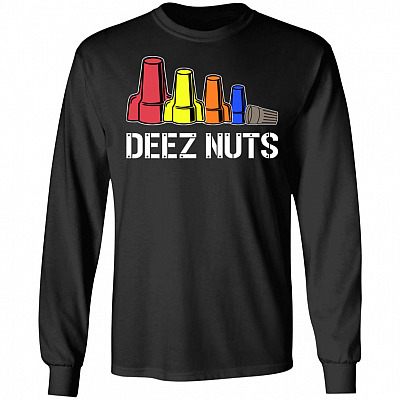 Deez Nuts Electrician Hoodie - Sweatshirt - Funny Electrician Humor Engineer Long Sleeve Shirt For Men, Black, Long Sleeve