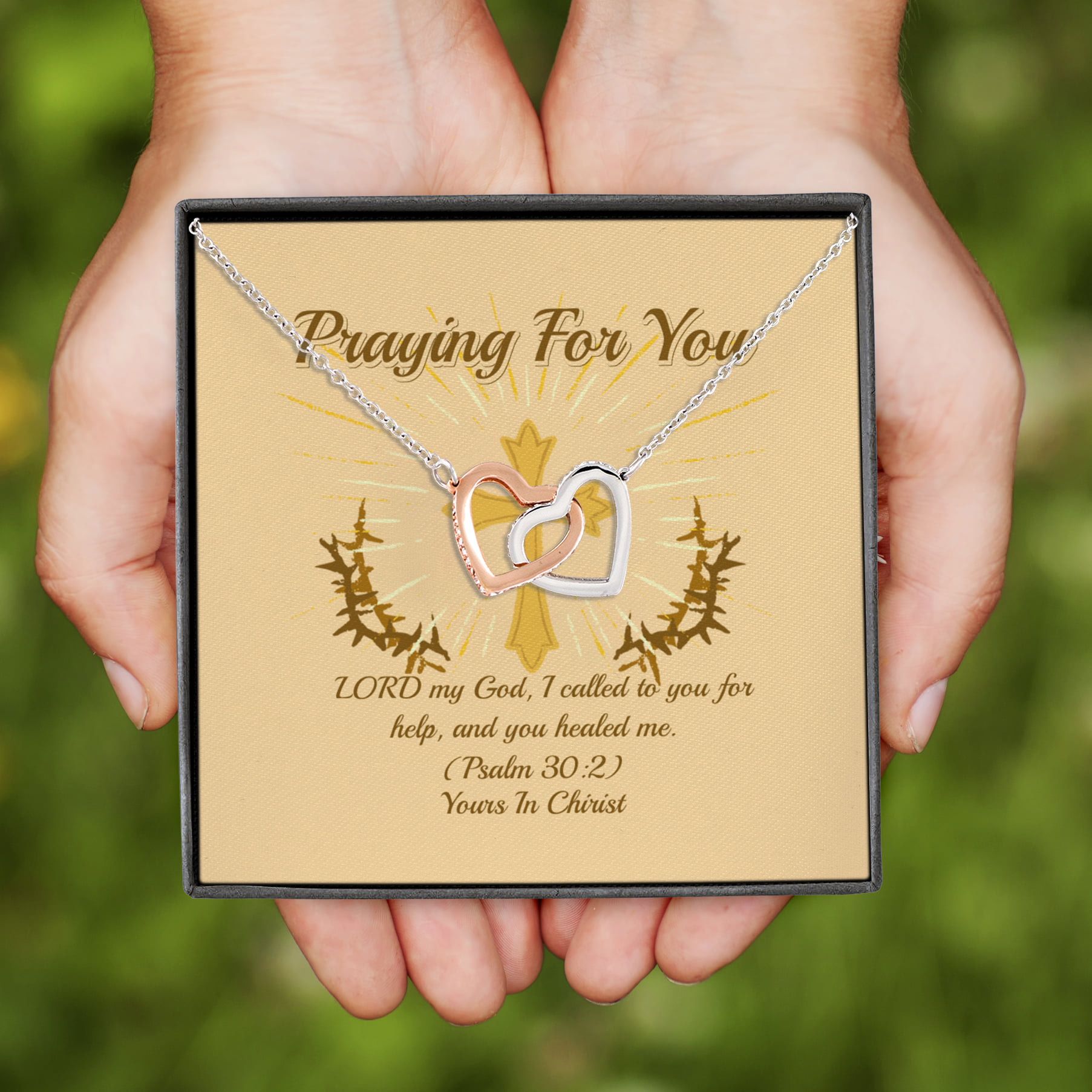 13Th. Praying For You(4) Interlocking Hearts Necklace