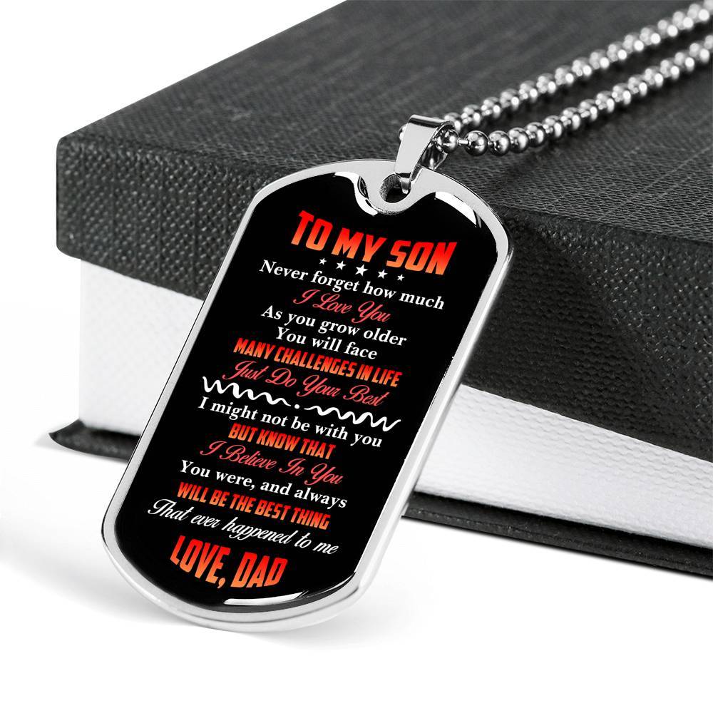 To My Son Never Forget How Much I Love You The Best Thing That Ever Happened To Me Love Dad Dog Tag Pendant Necklace - Dog Tag (Silver) To My Son Never Forget How Much I Love You The Best Thing That Ever Happened To Me Love Dad Dog Tag Pendant Necklace - Dog Tag (Silver)
