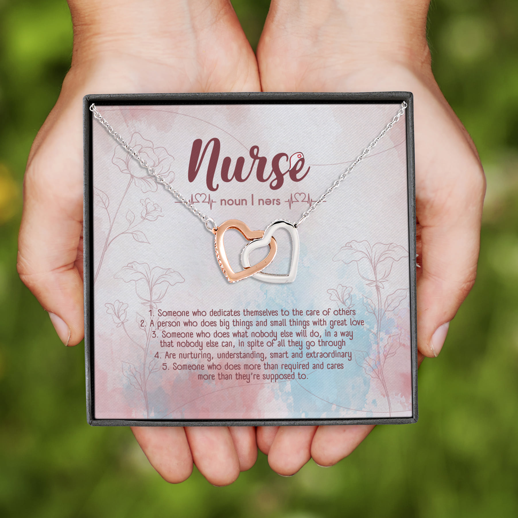 4LV. Nurse Definition (4) Interlocking Hearts Necklace