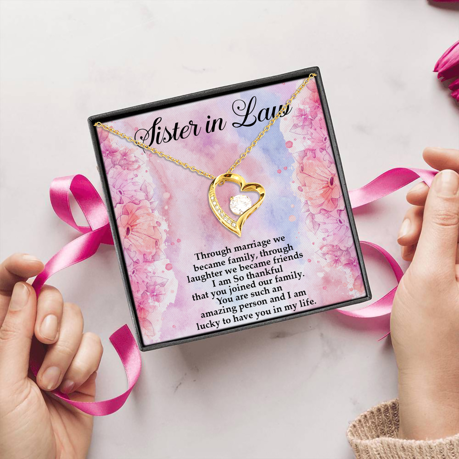 5LV. Sister In Law Marriage(4) Forever Love Necklace (Gold) 5