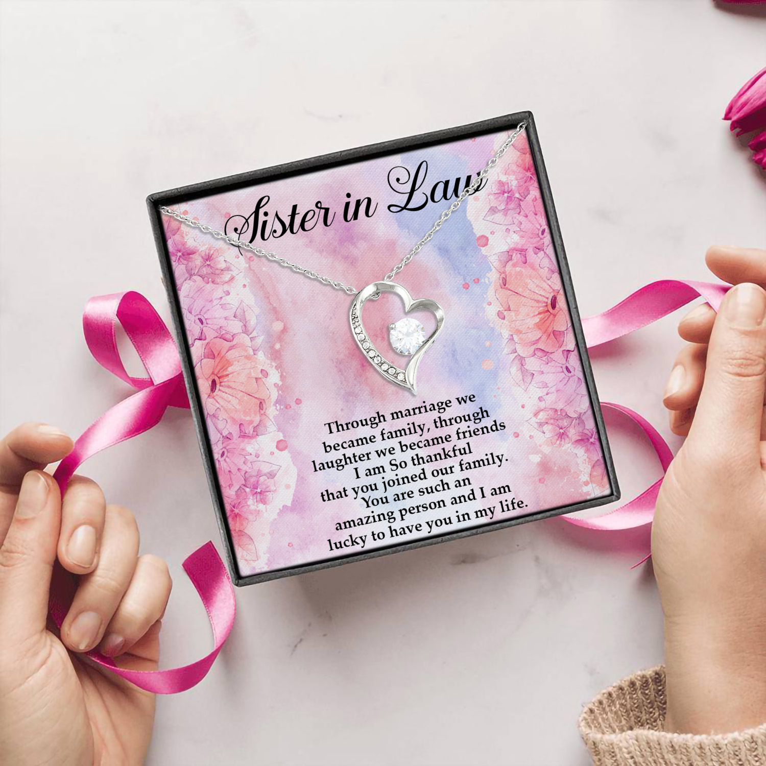 5LV. Sister In Law Marriage(4) Forever Love Necklace (Silver) 5