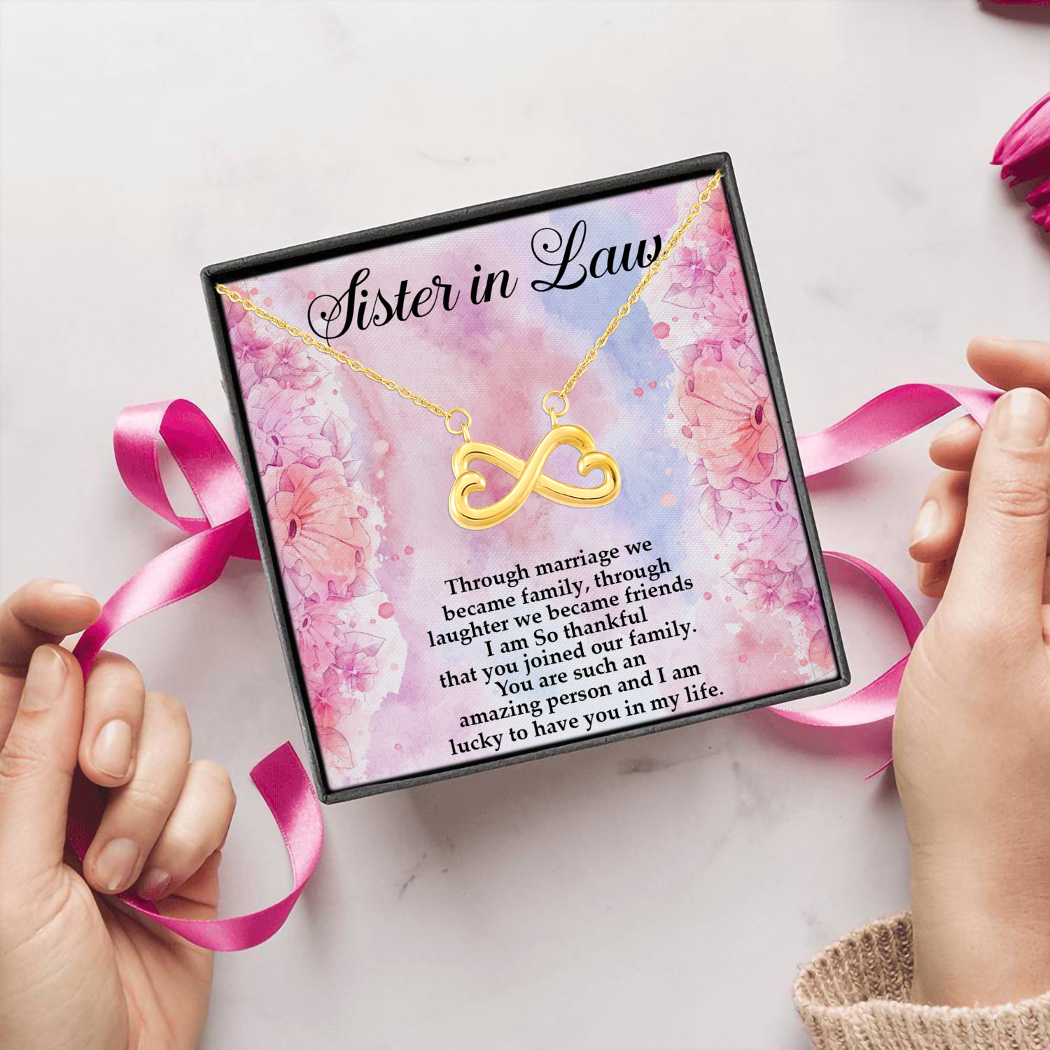 5LV. Sister In Law Marriage(4) Infinity Heart Necklace (Gold) 5