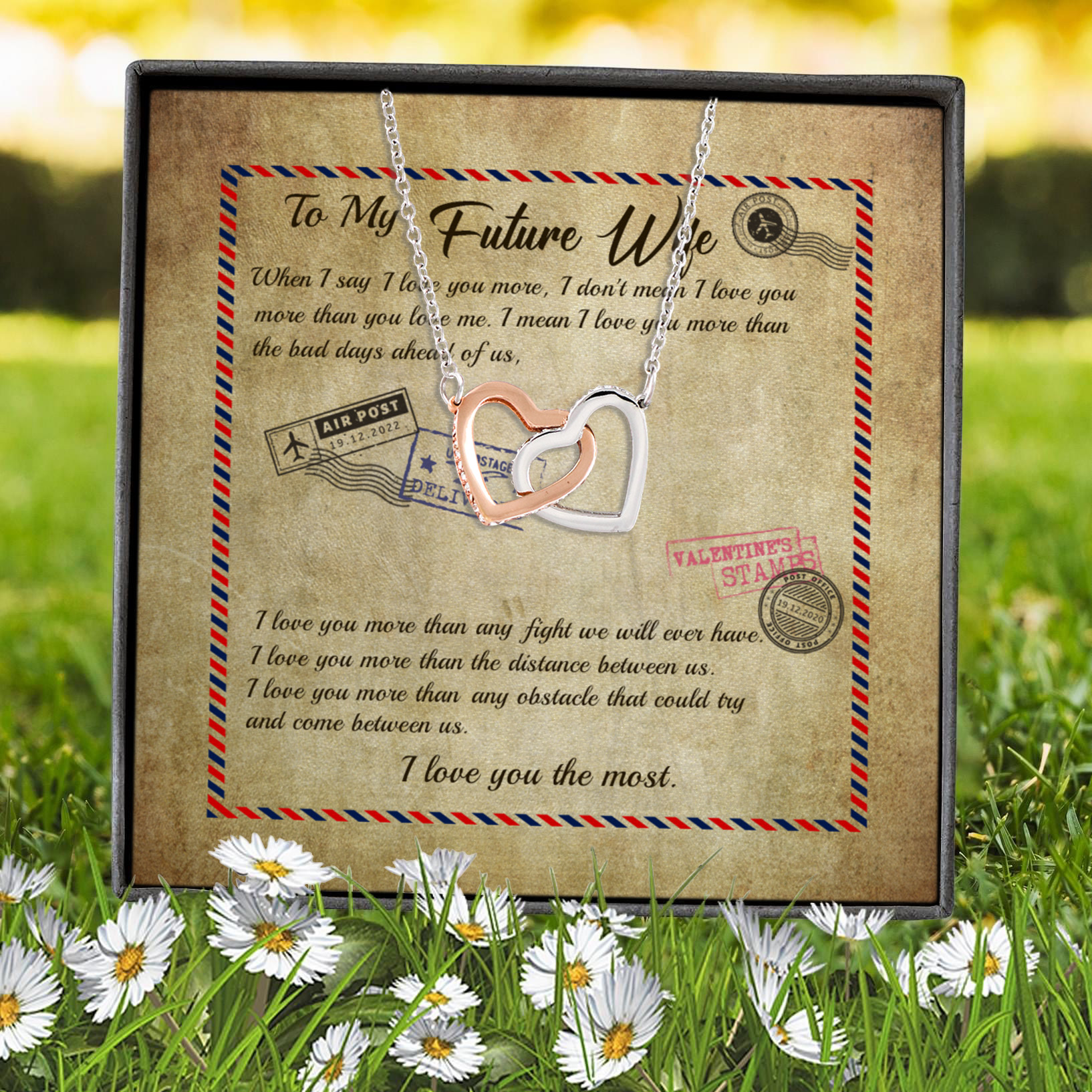 9Th. My Future Wife message card Interlocking Hearts Necklace 7