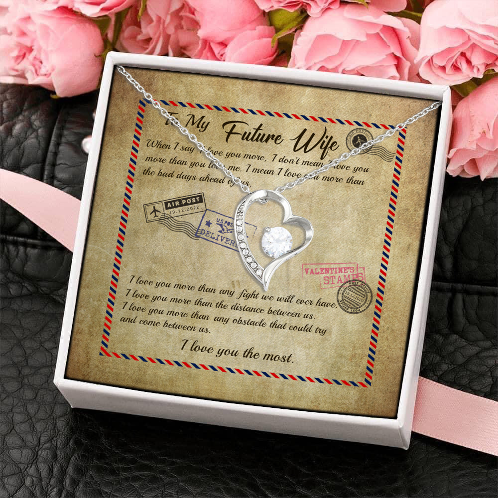 9Th. My Future Wife message card Forever Love Necklace (Silver) 4