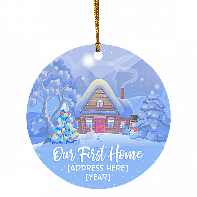 Personalized Our First Home Christmas Ornament - First Christmas In Our New Home Flat Circle Ornament Keepsake, White, Circle Ornament
