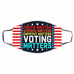 Voting Matters Washable Reusable Custom Printed Cloth Face Mask Cover - Fact Matters Face Mask, White, Cloth Face Cover – Medium/Large