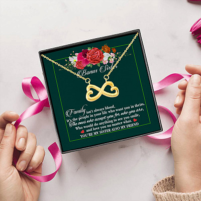 Bonus Sister Infinity Heart Pendant Necklace