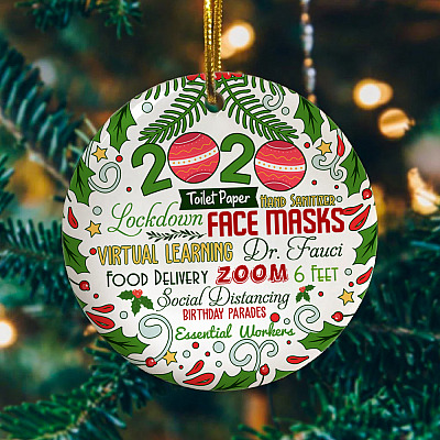 Alternative view of Funny 2020 Christmas Circle Ornament Keepsake - 2020 The Year We Never Forget Circle Ornament