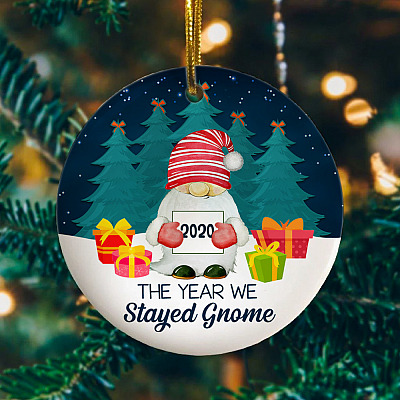 Alternative view of 2020 The Year We Gnome Circle Ornament Keepsake - Funny 2020 Christmas Ornament