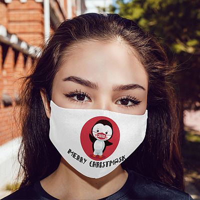 Alternative view of Merry Christmask Washable Reusable Custom – Funny Penguin Printed Cloth Face Mask Cover