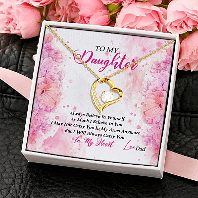 Dad To My Daughter Always Believe In Yourself As Much I Believe In You Forever Love Pendant Necklace