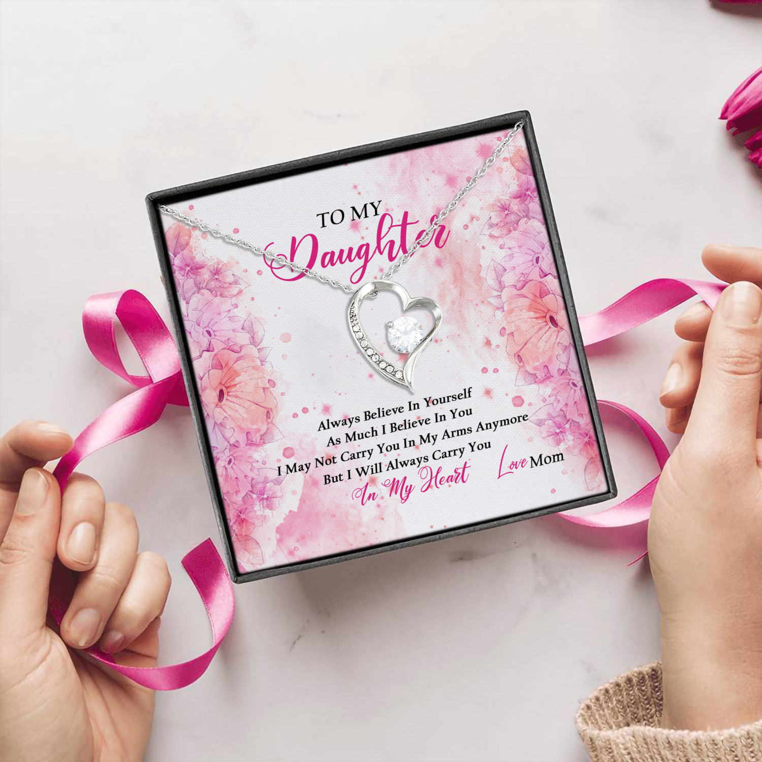 2O. Always Believe Mom Forever Love Necklace (Silver) 5