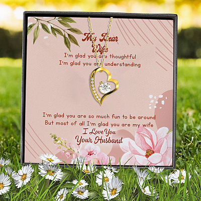 My Dear Wife I'm Glad You Are Thoughtful I'm Glad You Are Understanding Forever Love Heart Pendant Necklace