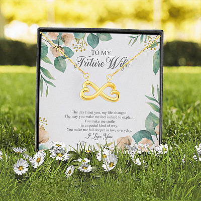 Alternative view of To My Future Wife the Day I Met You My Life Changed the Way You Make Me Feel Infinity Heart Pendant Necklace