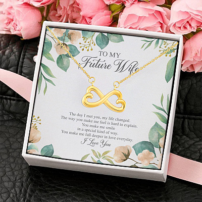 To My Future Wife the Day I Met You My Life Changed the Way You Make Me Feel Infinity Heart Pendant Necklace