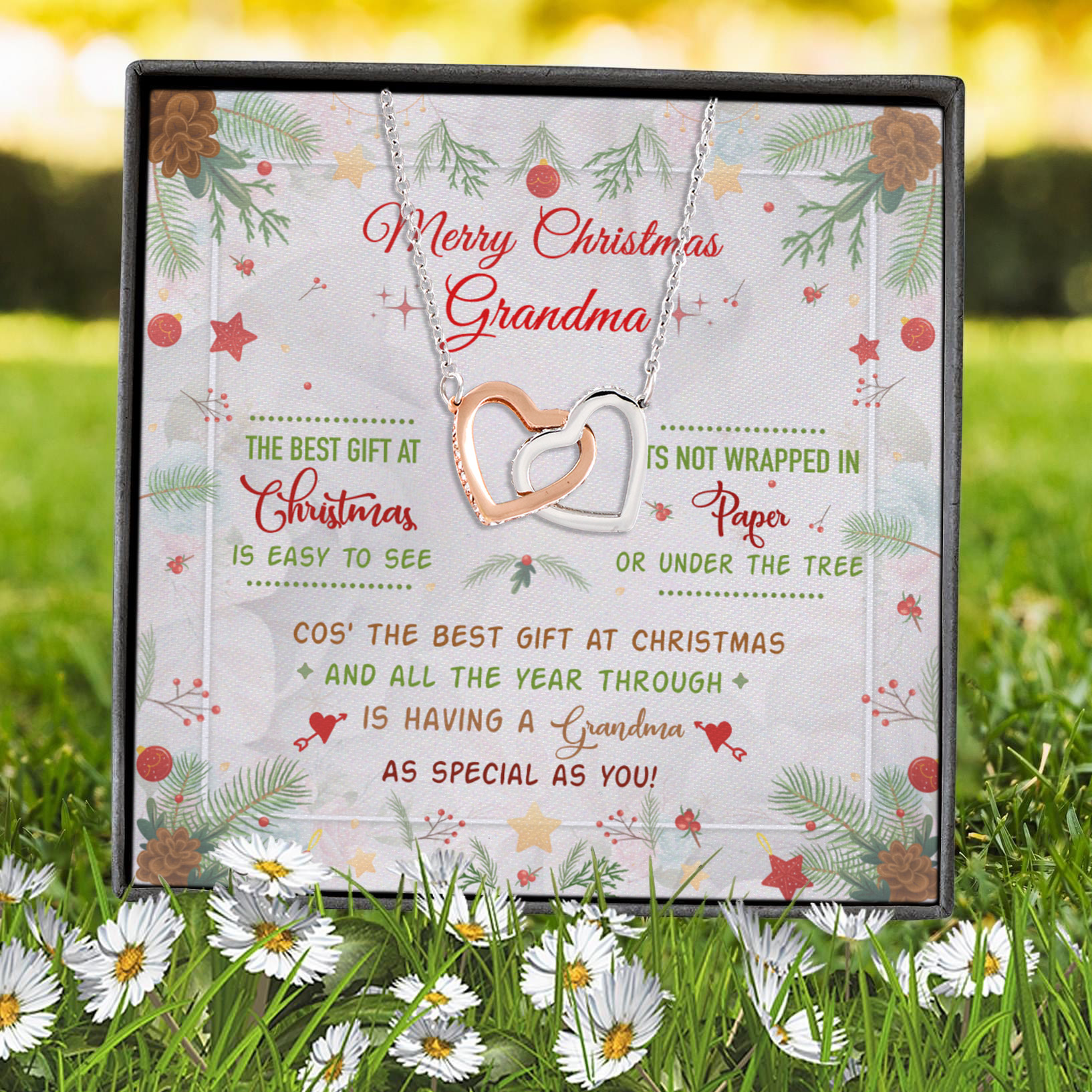 12Th. Merry Christmas Grandma Interlocking Hearts Necklace 7