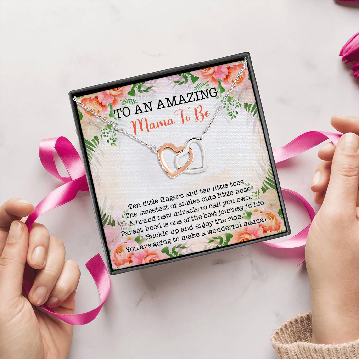 1N.To An Amazing Mama To Be (4) Interlocking Hearts Necklace 5