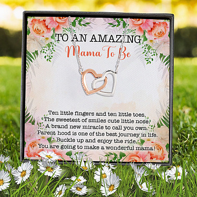 To An Amazing Mama To Be Interlocking Hearts Pendant Necklace
