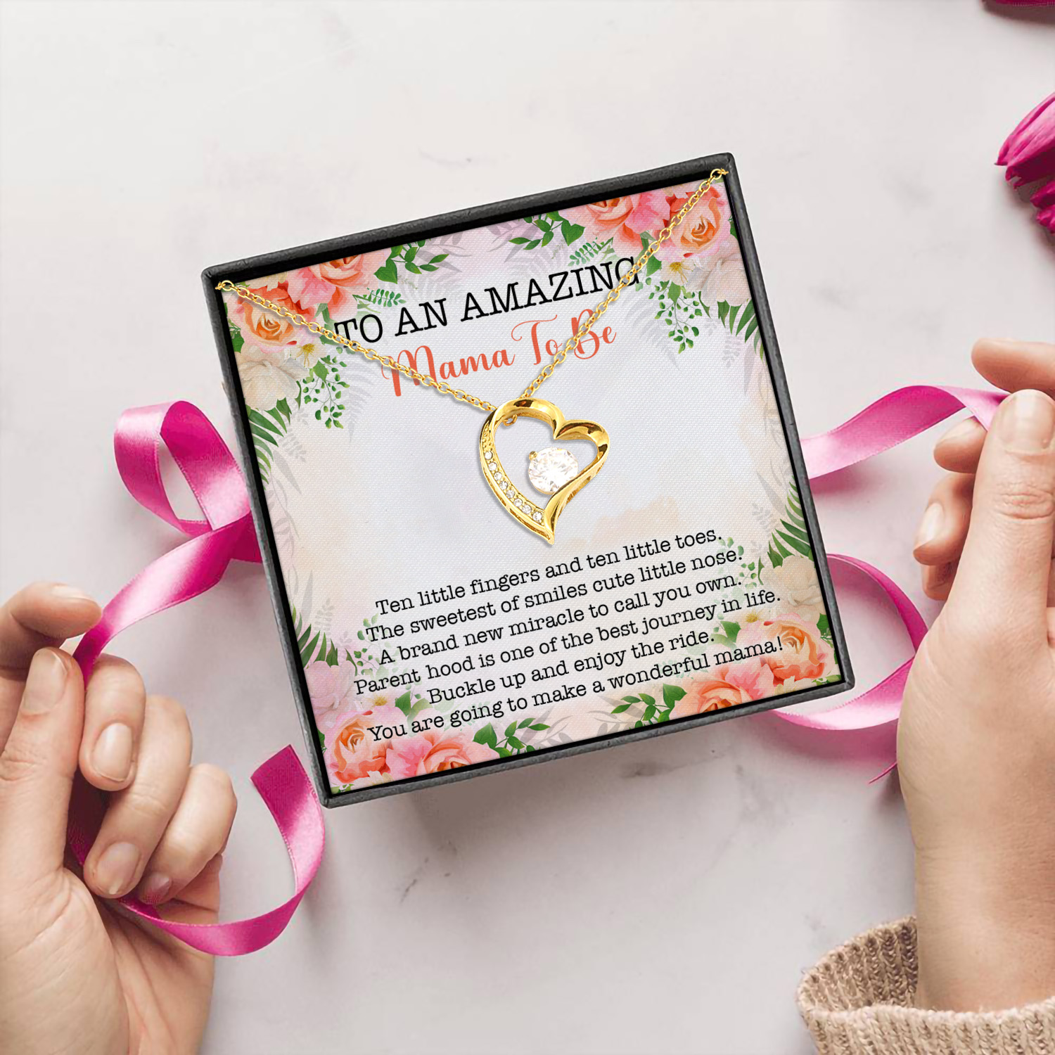 1N.To An Amazing Mama To Be (4) Forever Love Necklace (Gold) 5