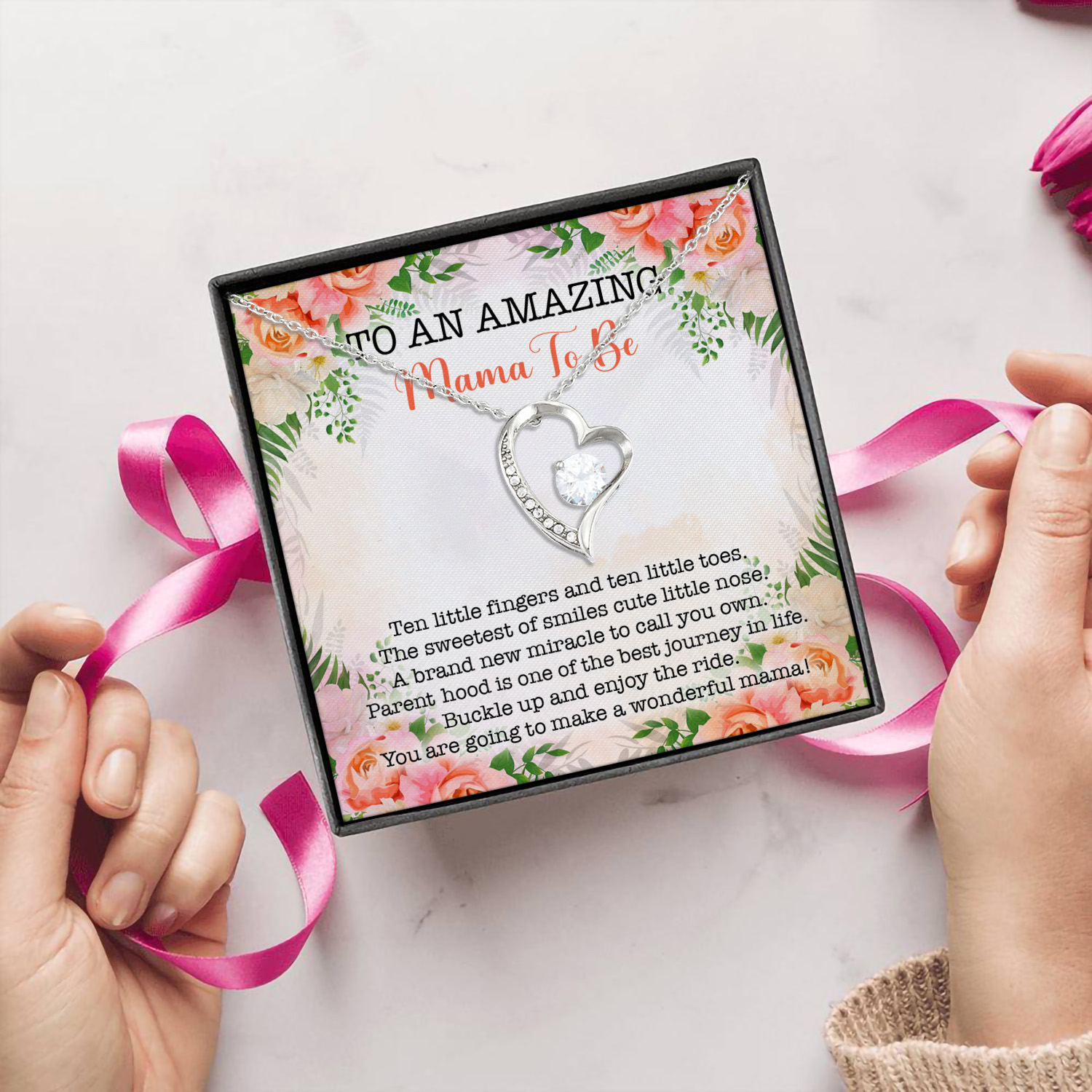 1N.To An Amazing Mama To Be (4) Forever Love Necklace (Silver) 5