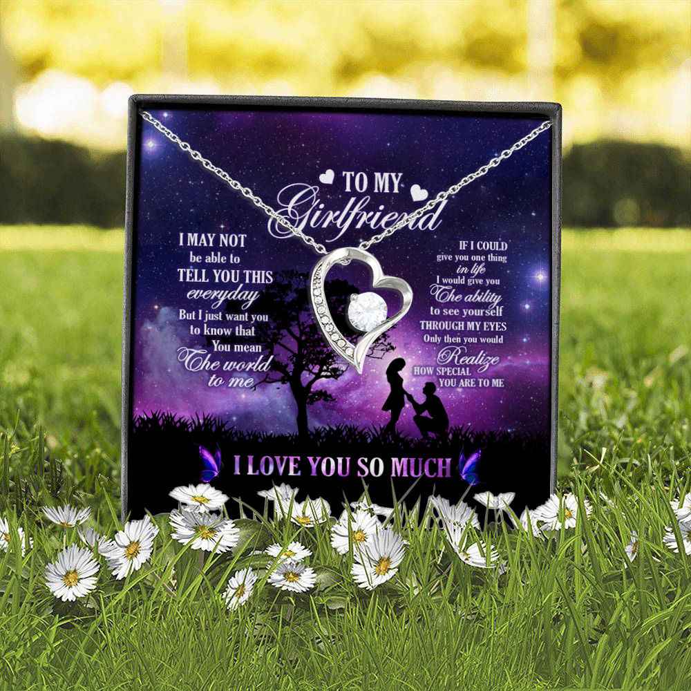 To My Girlfriend You Mean The World To Me Forever Love Necklace (Silver) 2