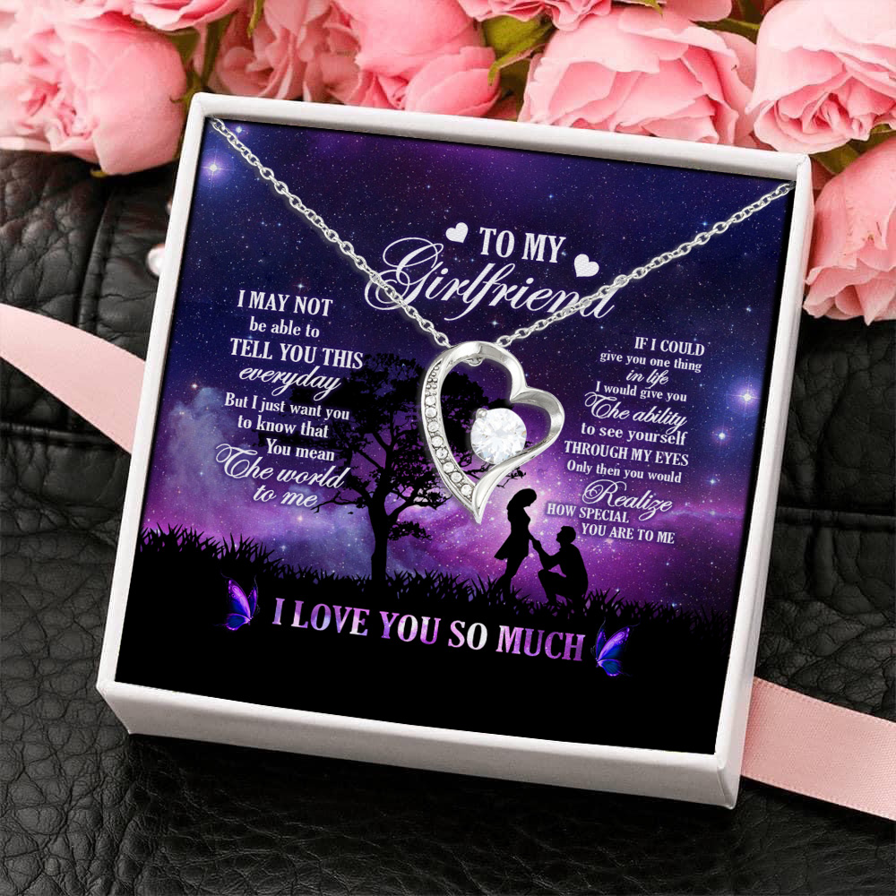 To My Girlfriend You Mean The World To Me Forever Love Necklace (Silver) 4