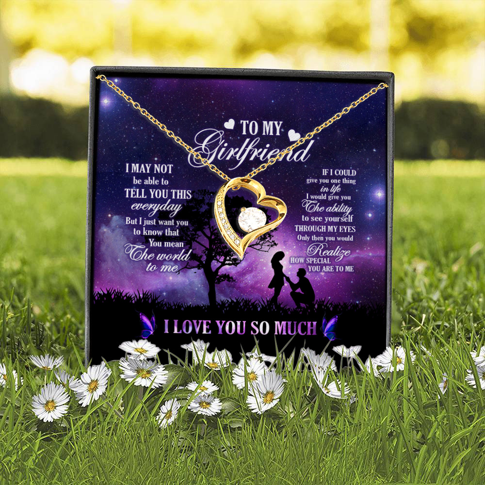 To My Girlfriend You Mean The World To Me Forever Love Necklace (Gold) 2