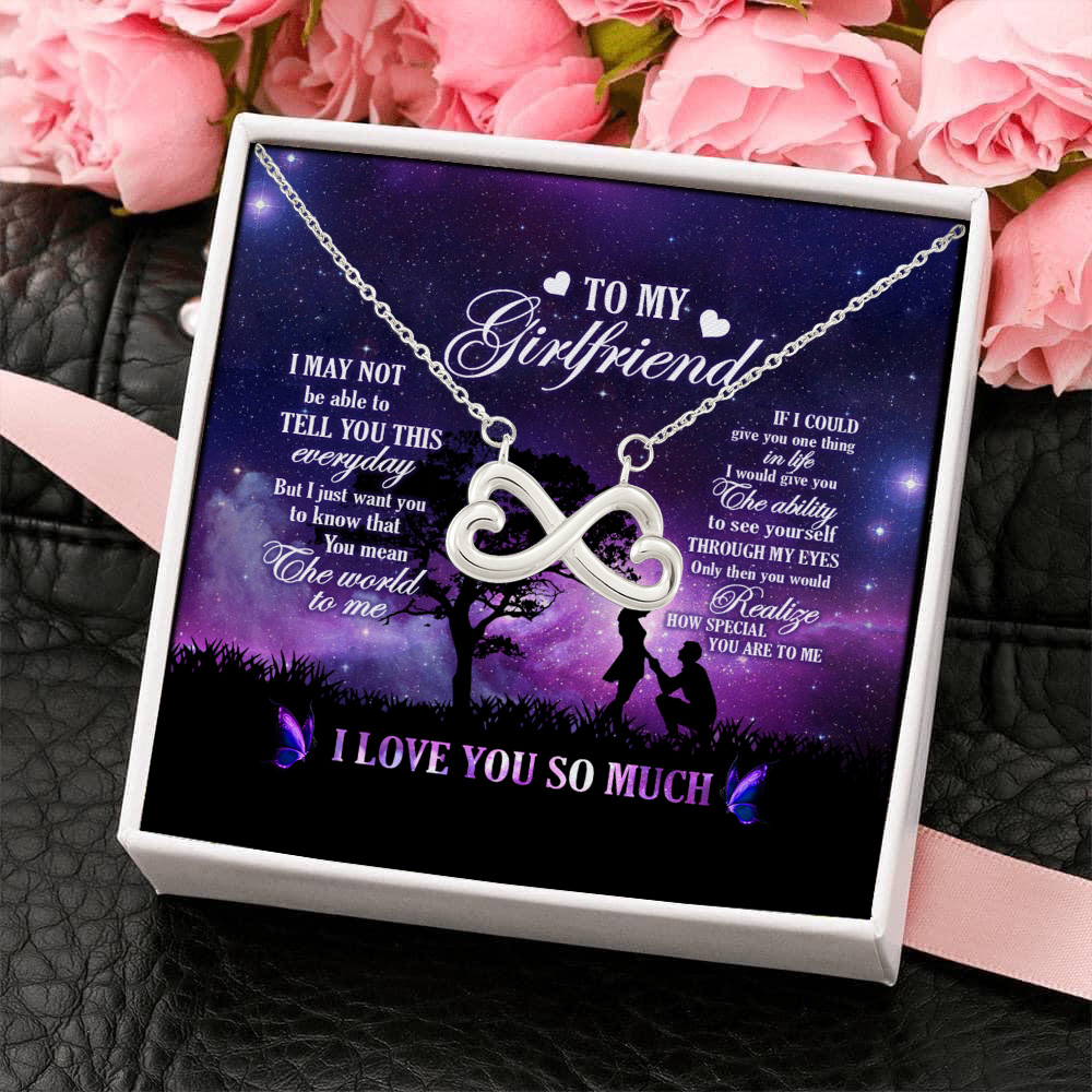 To My Girlfriend You Mean The World To Me Infinity Heart Necklace (Silver) 4